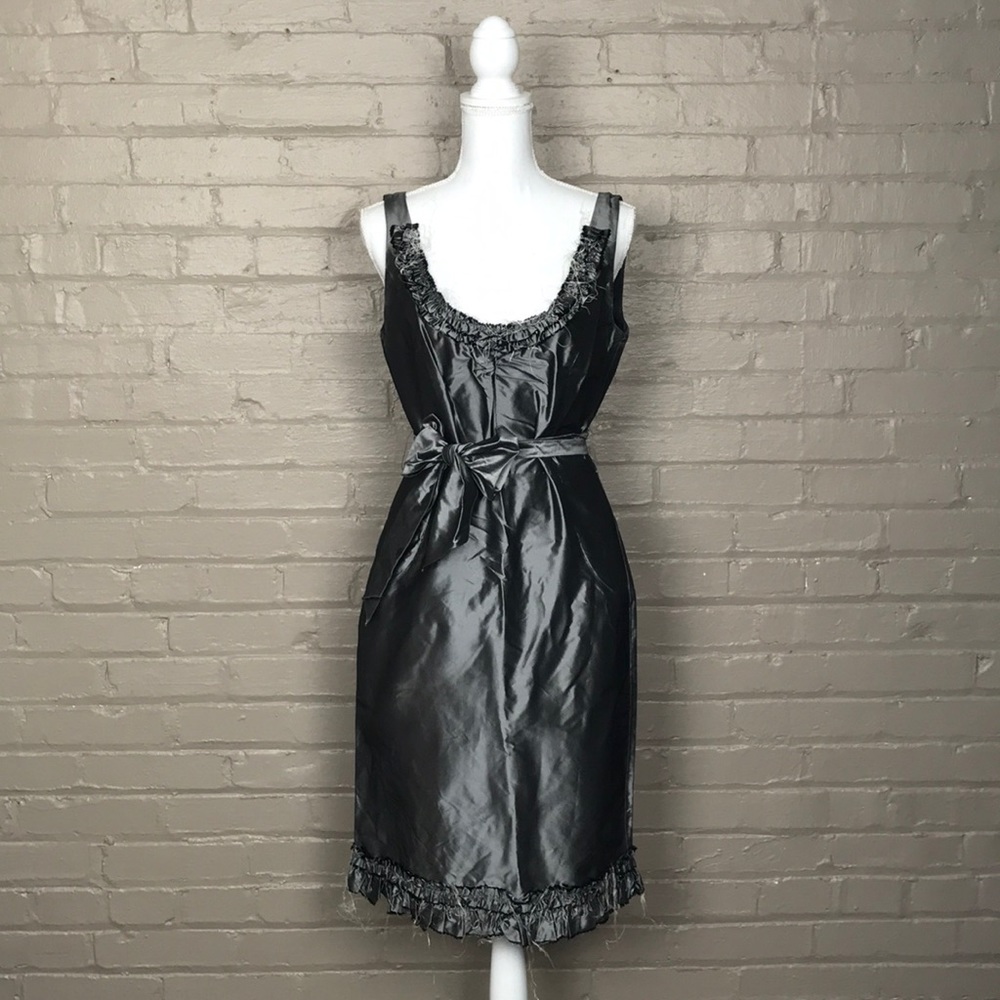Vera Wang Dark Metal Bow Dress Sz 10